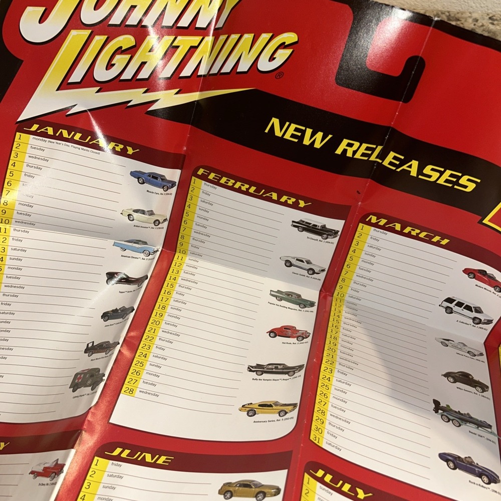2001 Johnny Lightning Poster New Release‎ Diecast Calendar Schedule B1